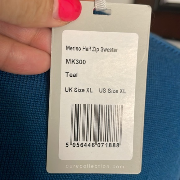 Pure Collection Mens Merino Zip Up Sweater Mock neck turtleneck NWT Size XL - Picture 4 of 8